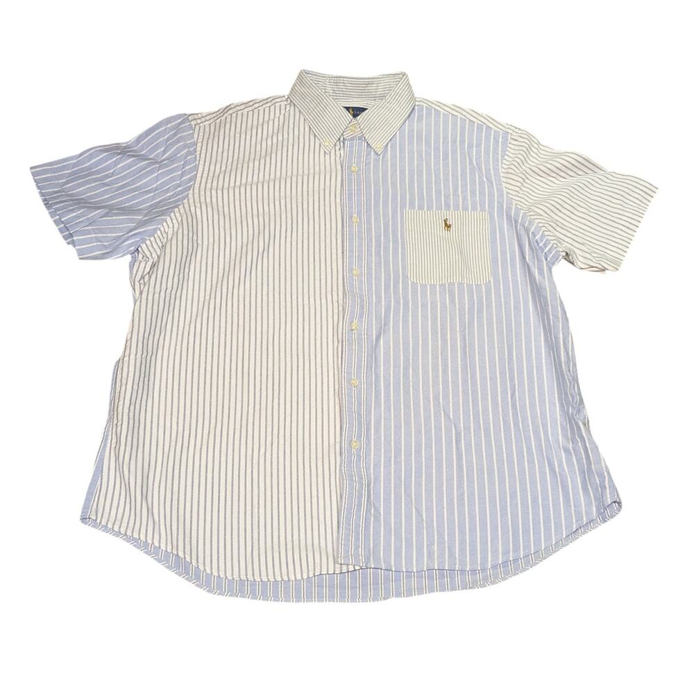 Polo Ralph Lauren Shirt Mens 2XL Colorblock Classic Cotton Broadcloth Fun Stripe